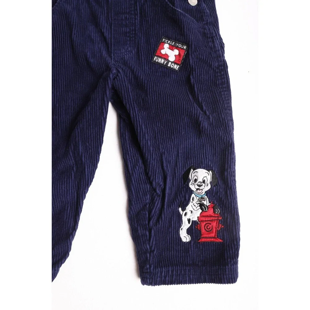 Disney 102 Dalmatians Navy Blue Corduroy Overalls Toddler Boys Size 2T Vintage